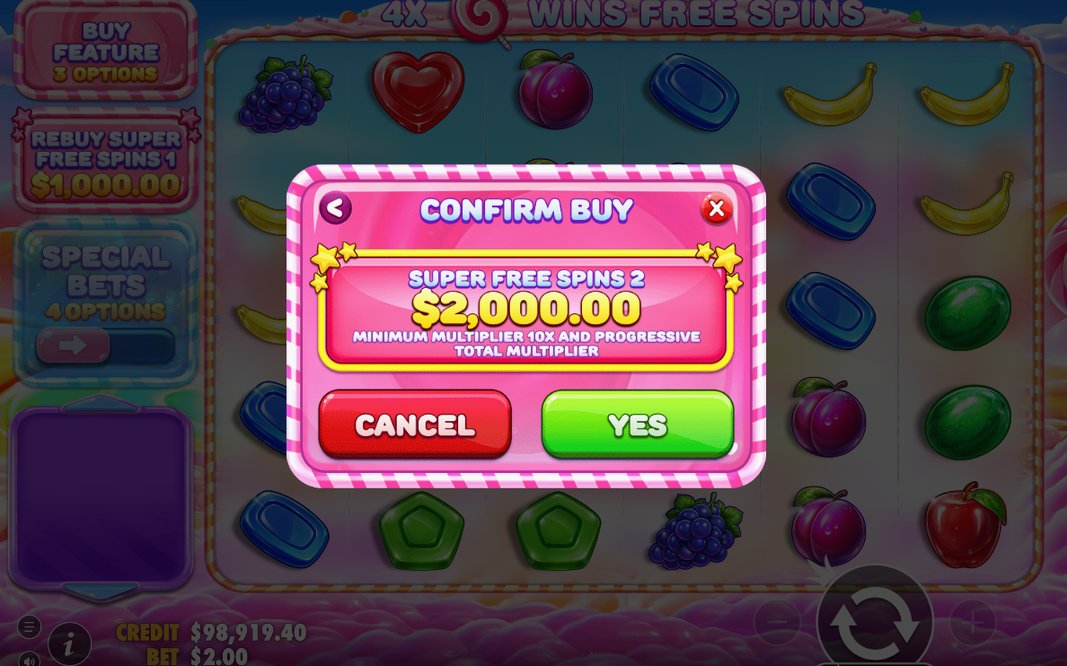 Bonus med lollipops inför Free Spins på rullarna