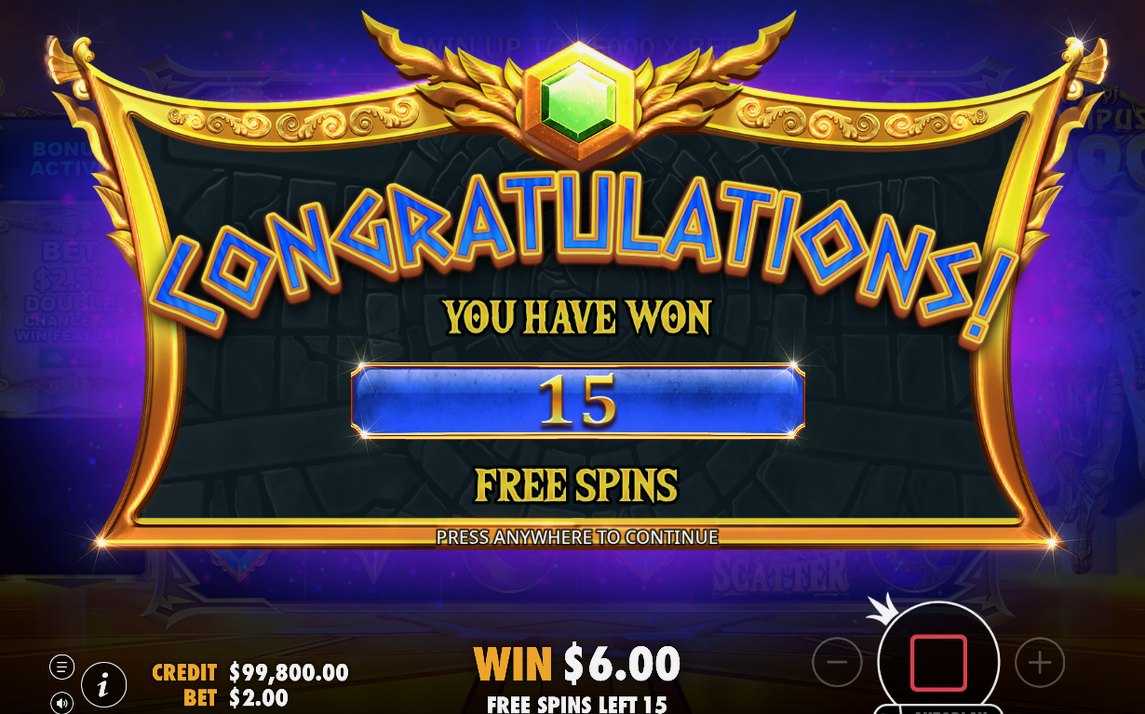 Free Spins-rundan där Zeus Scatter ger extra spins